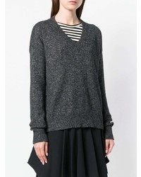 Pull à col en v gris foncé Etro