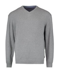 Pull à col en v gris Kitaro