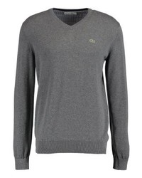 Pull à col en v gris Lacoste