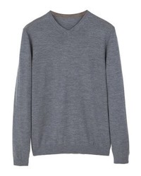 Pull à col en v gris Mango