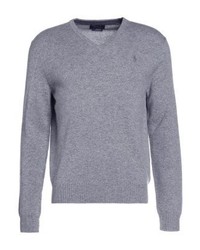 Pull à col en v gris Ralph Lauren