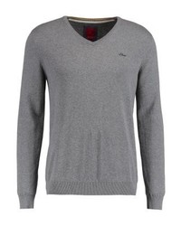 Pull à col en v gris s.Oliver