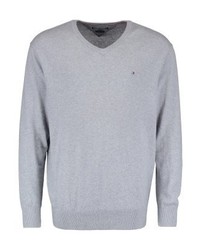 Pull à col en v gris Tommy Hilfiger