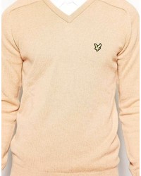 Pull à col en v marron clair Lyle & Scott