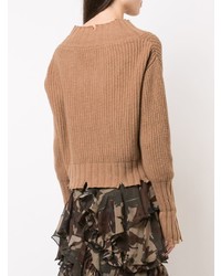 Pull à col en v marron clair MSGM