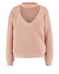 Pull à col en v marron clair Missguided