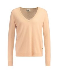 Pull à col en v marron clair Twist & Tango
