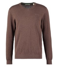 Pull à col en v marron Esprit