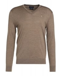 Pull à col en v marron Ralph Lauren