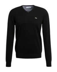 Pull à col en v noir Lacoste