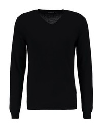 Pull à col en v noir Sisley