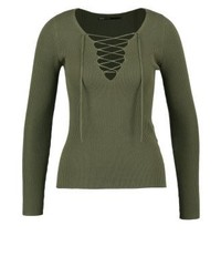 Pull à col en v olive Only