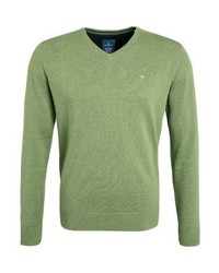 Pull à col en v olive Tom Tailor