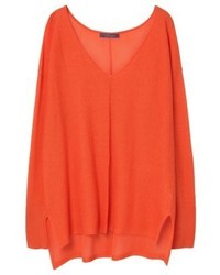 Pull à col en v orange Mango