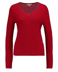 Pull à col en v rouge Comma