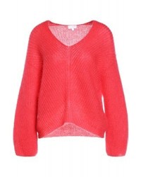 Pull à col en v rouge Escada