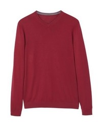 Pull à col en v rouge Mango