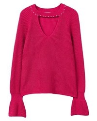 Pull à col en v rouge Mango