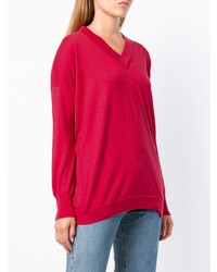 Pull à col en v rouge Snobby Sheep