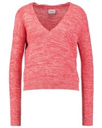 Pull à col en v rouge Vero Moda
