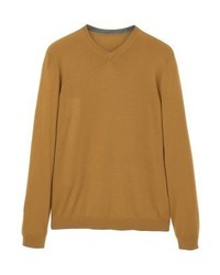 Pull à col en v tabac Mango