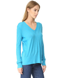 Pull à col en v turquoise Tome