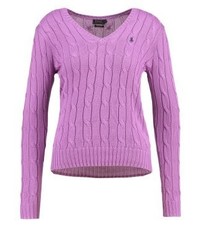 Pull à col en v violet clair Ralph Lauren