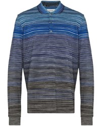 Pull à col polo à rayures horizontales bleu marine Missoni