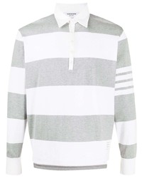 Pull à col polo à rayures horizontales gris Thom Browne