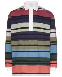 Pull à col polo à rayures horizontales multicolore JW Anderson