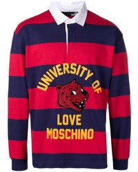 Pull à col polo à rayures horizontales multicolore Love Moschino