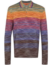 Pull à col polo à rayures horizontales multicolore Missoni