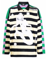 Pull à col polo à rayures horizontales multicolore MSGM