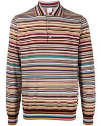 Pull à col polo à rayures horizontales multicolore Paul Smith
