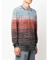 Pull à col polo à rayures horizontales multicolore Missoni