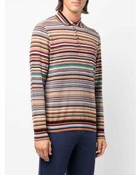 Pull à col polo à rayures horizontales multicolore Paul Smith