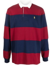Pull à col polo à rayures horizontales rouge Polo Ralph Lauren