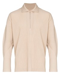 Pull à col polo beige Homme Plissé Issey Miyake