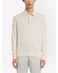 Pull à col polo beige Ermenegildo Zegna