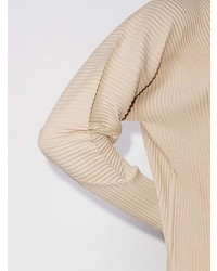 Pull à col polo beige Homme Plissé Issey Miyake