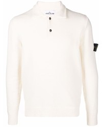 Pull à col polo beige Stone Island