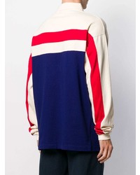 Pull à col polo blanc et rouge et bleu marine Gucci