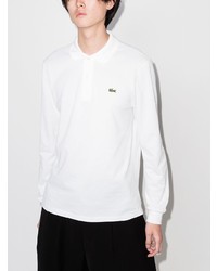 Pull à col polo blanc Lacoste