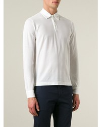 Pull à col polo blanc Zanone