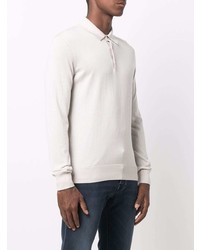 Pull à col polo blanc Ermenegildo Zegna