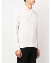 Pull à col polo blanc Brioni