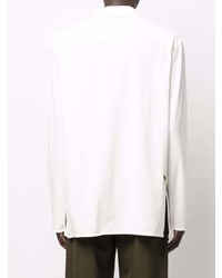 Pull à col polo blanc Jil Sander