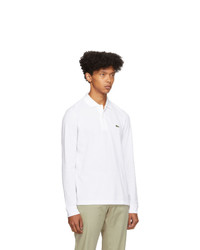 Pull à col polo blanc Lacoste