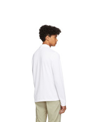 Pull à col polo blanc Lacoste