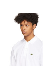 Pull à col polo blanc Lacoste